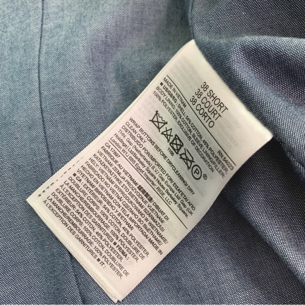Banana Republic size 38 short chino sport coat blazer in navy blue - Picture 10 of 15